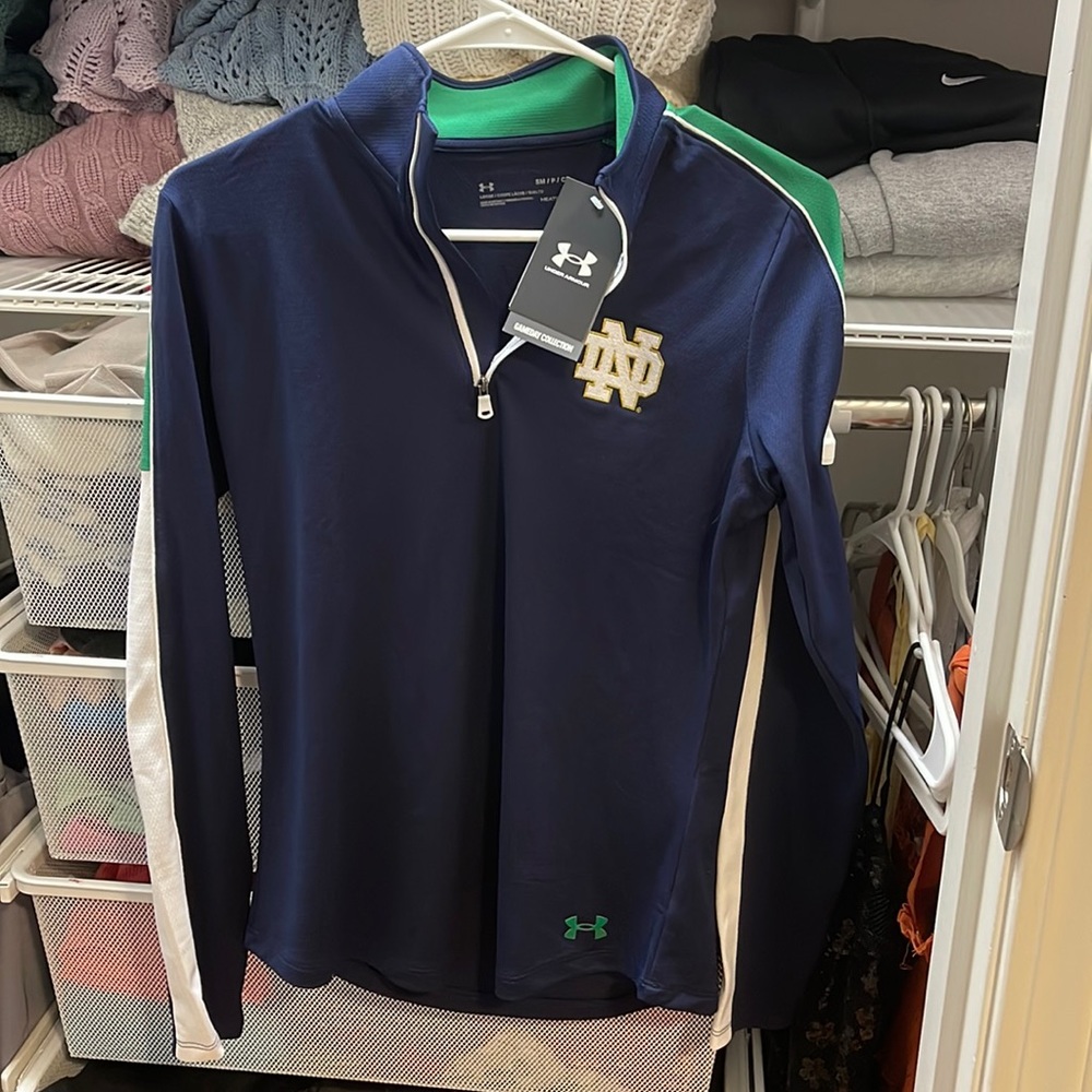 brand new with tags womens underarmour norte dame quarterzip gameday collection